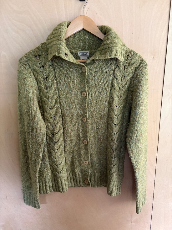 L.L. Bean Sweaters - LL Bean Green Multicolor Spring Button Up Cardigan Women's Sz Small